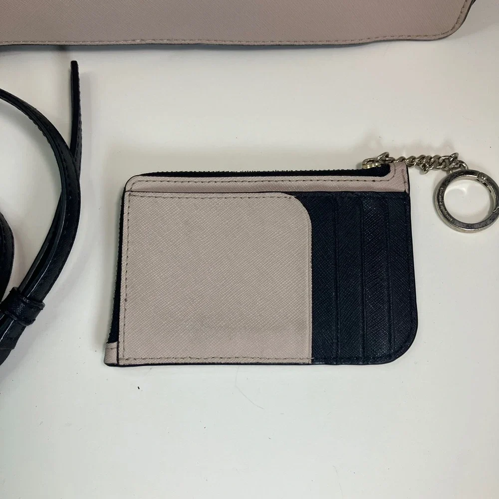 Kate Spade Cameron Medium Satchel Crossbody Purse Wallet Set‎ Beige Black